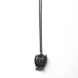 Silver Owl Pendant Necklace with Gemstone Eyes